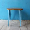 Vintage Chair Type Mango Wood Stool With Round Metal Base Cafe Stool