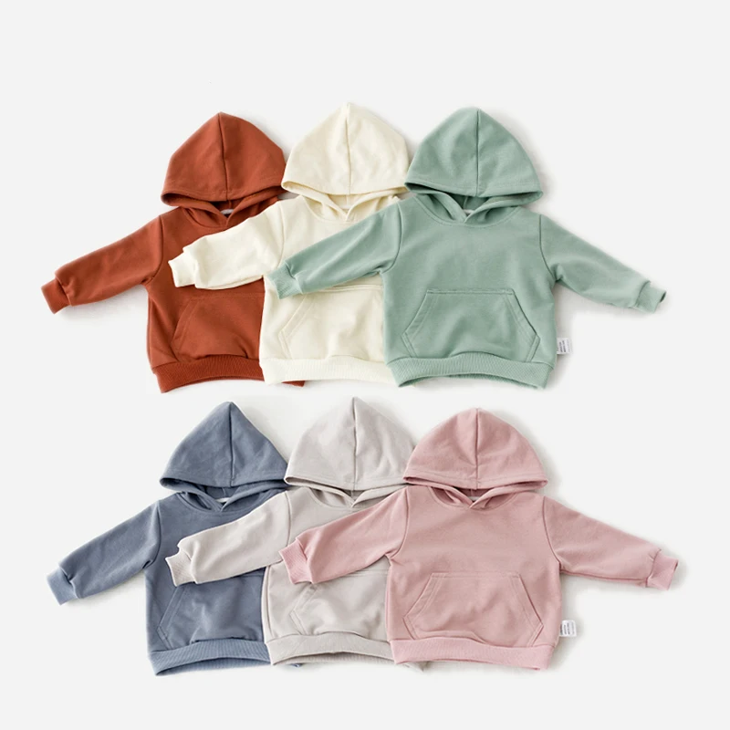 
2020Hot sale clothes baby hoodie sweatshirts children plain long sleeve baby casual plain girls or boys clothes for kids clothin 