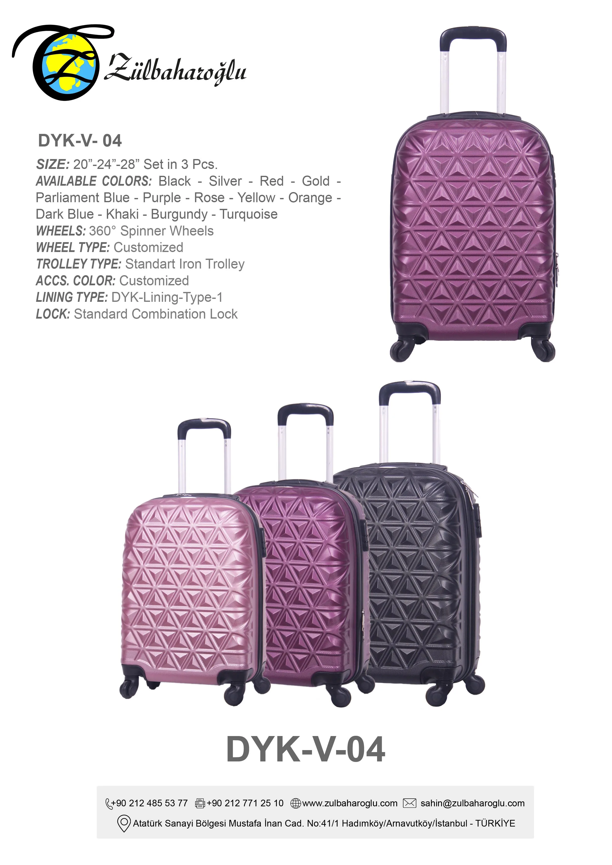 Factory Wholesale Made In Turkey Custom Suitcase Luggage 3 Pcs Valise