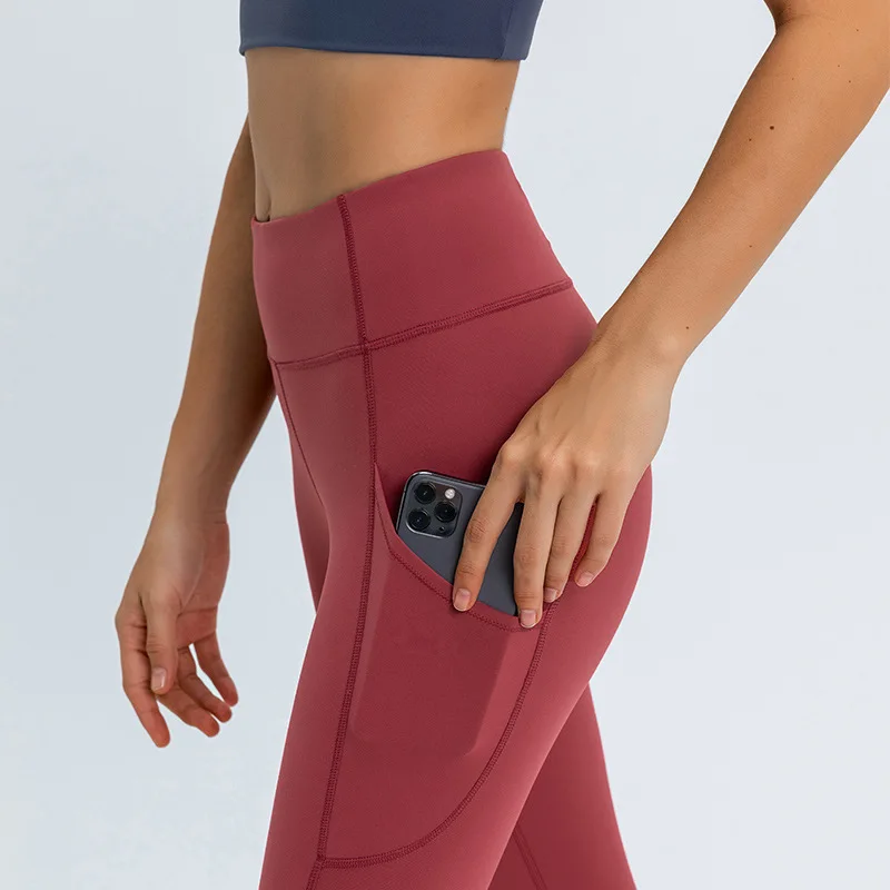 Women Leggings With Side Pockets Nylon 