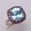 925 Sterling Silver Natural Ruby & Blue Topaz Gemstone Normal Beautiful Rings