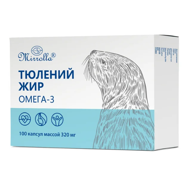 Тюлений жир. Mirrolla Тюлений жир, 100 капсул по 320 мг. Омега Тюлений жир. Жир тюленя в капсулах.
