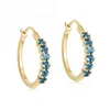 Luxury women jewelry 925 silver gold London blue gemstone hoop earrings