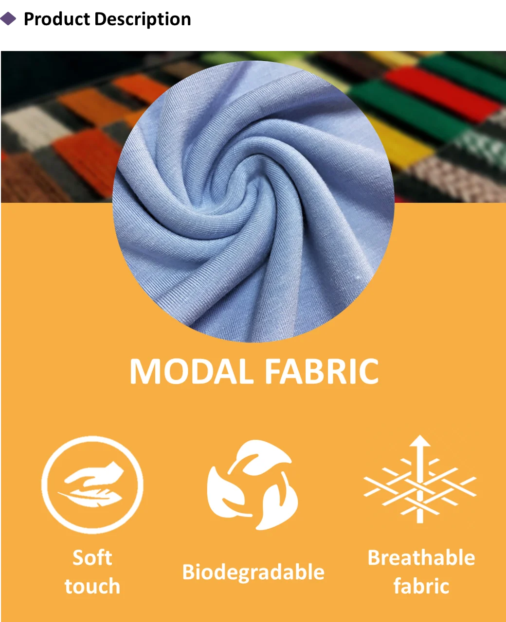 生态友好的柔软触感天然木浆纤维60s modal氨纶面料t恤