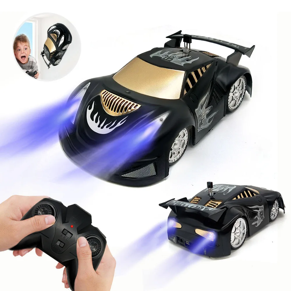 USB Rechargeable Mini Radio Control Wall Climbing Car Cheap RC Stunt Car with LED Light for kid