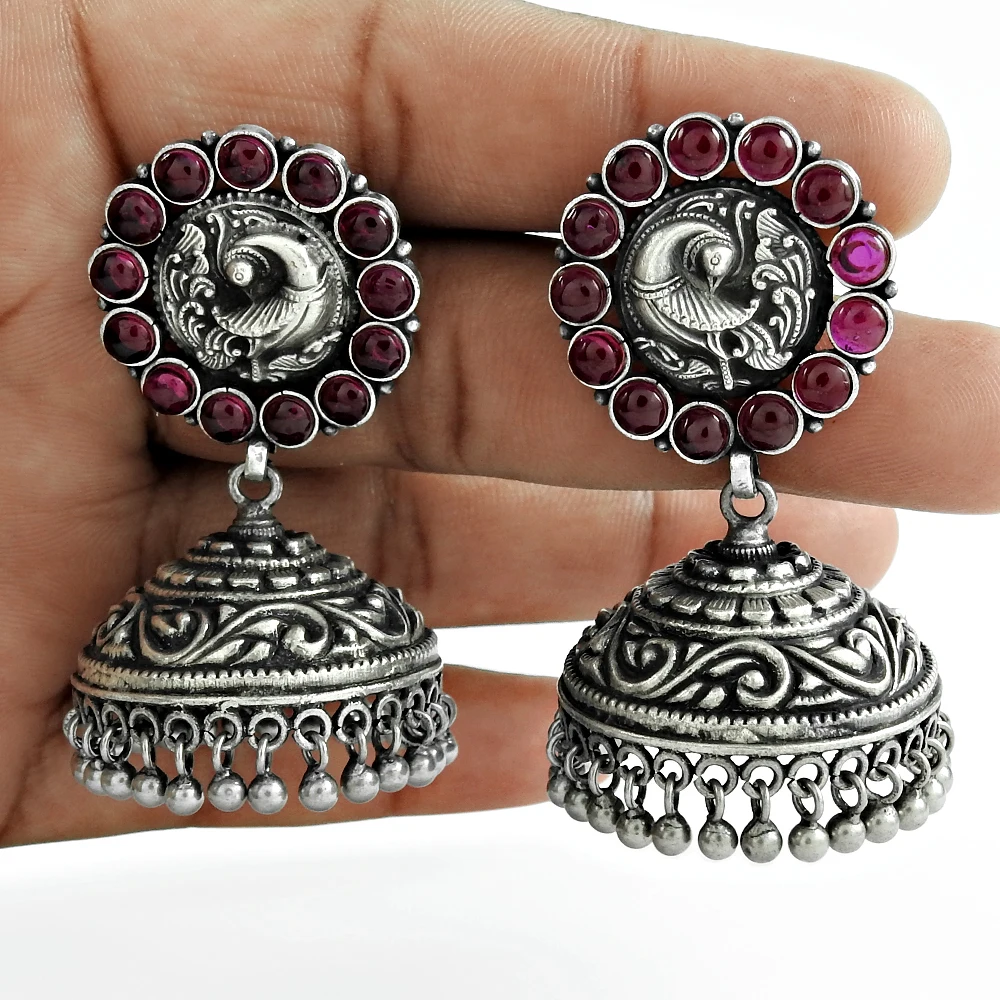 Beautiful Stud earring , 925 Sterling Silver Earrings, Antique Silver earring, Handicraft Woman Gift Her , Handmade Jhumkas Silver 2024 Jewelry