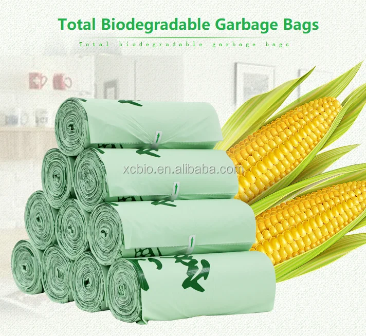 Custom Logo Printing drawstring garbage bag interleaved plastic trash bag New Design 100%  PLA biodegradable