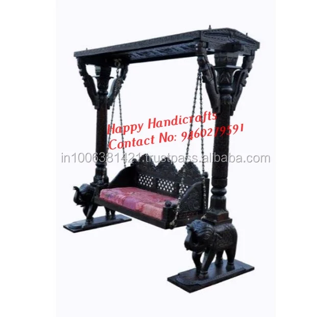 Indian Carved Antique Wooden Swing Royal Swing Set / Indoor Jhula