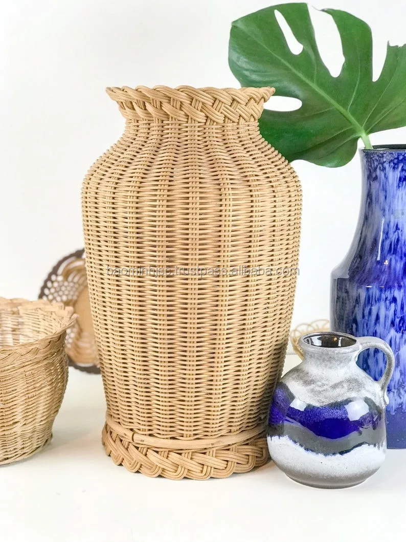 Rattan Vase,Vintage Ground Vase From Rattan,Basket Vase Buy Woven Rattan Flower Pot,Rattan
