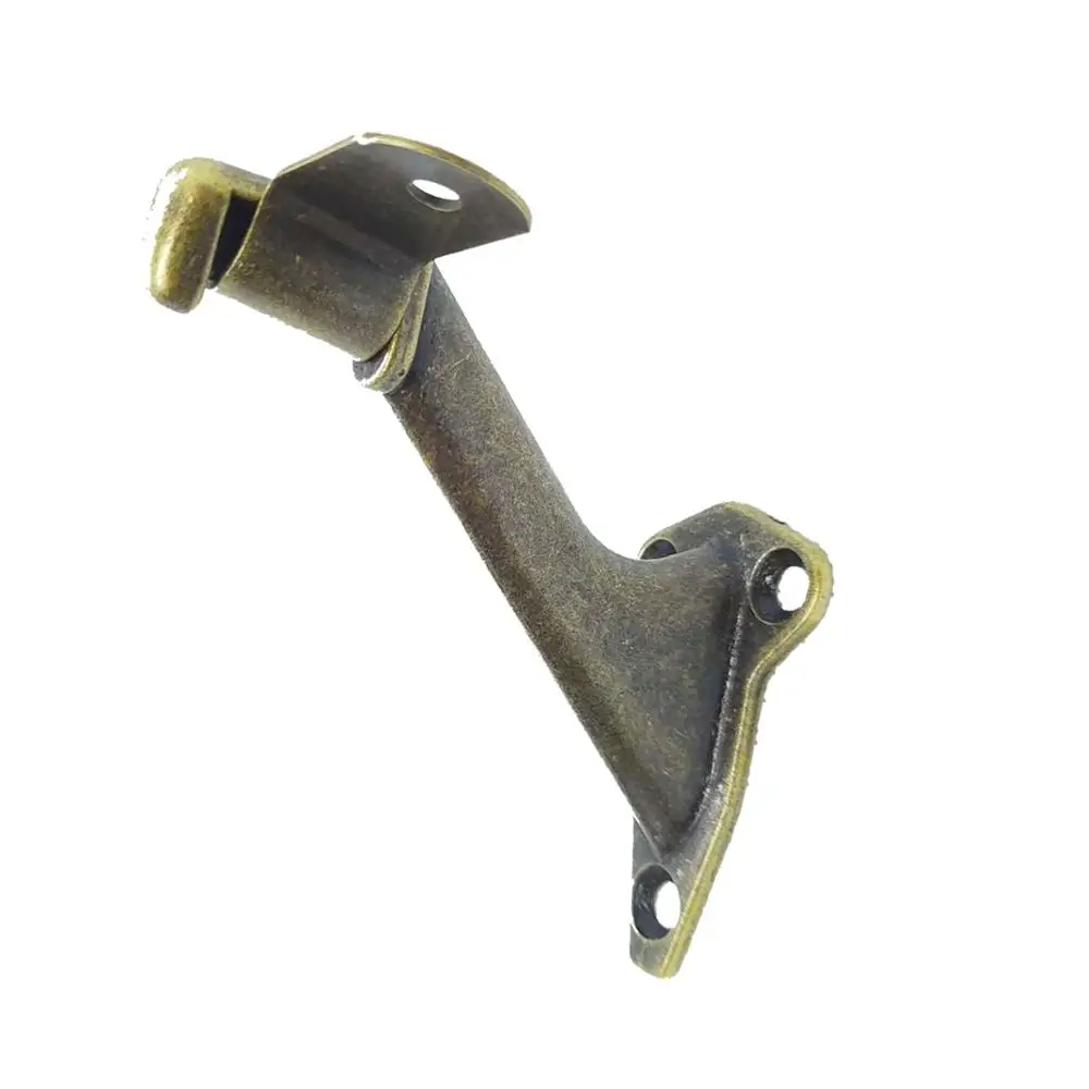 Handrail Bracket Extended Removable Stair Mounting Bracket in Antique Brass