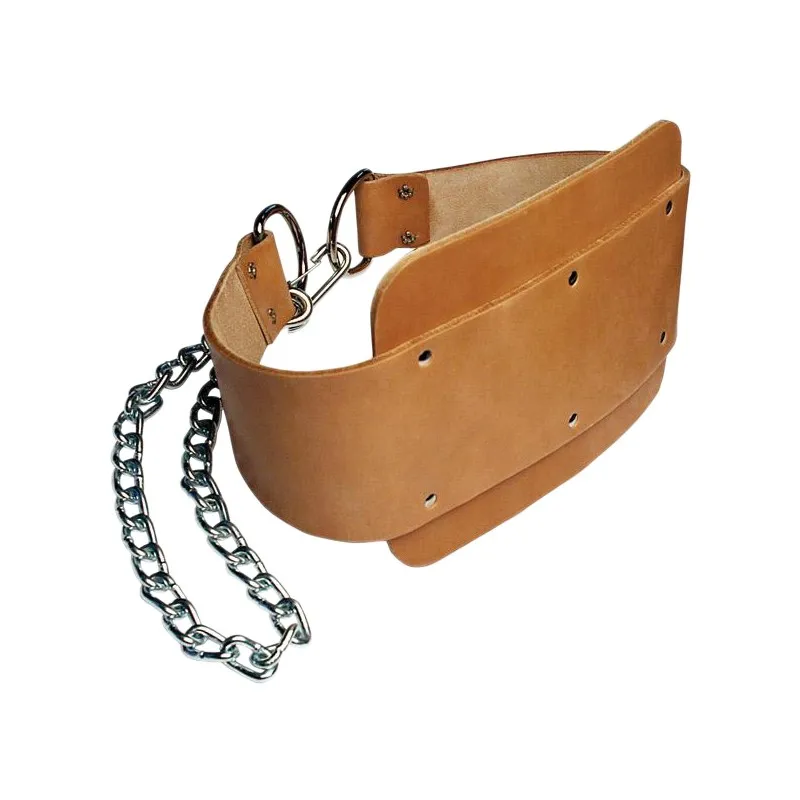 Professional Gym Dip Belt With Chain Weight Lifting Training Fitness Weightlifting Leather