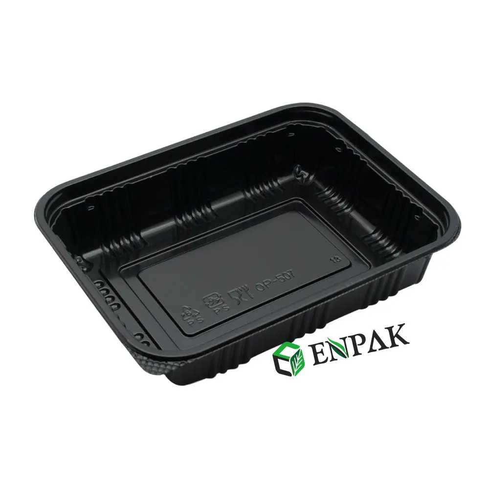 disposable PS Black lunch boxes to go containers take away salad boxes