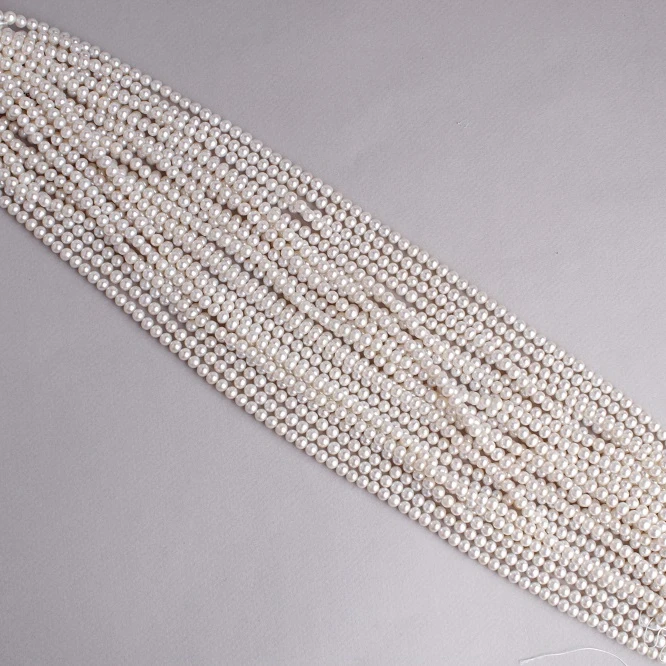 
5.5-6mm Round Shape White Colour Natural Freshwater Loose Pearl Strand, 16
