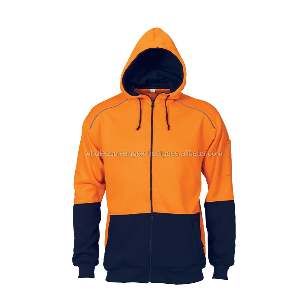 2020 Wholesale Men Full Reflective Road Safety Cotton Fleece Hoodies