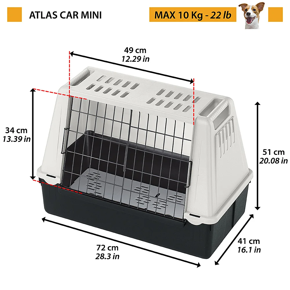 Ferplast Car Carrier For Dogs Atlar Car Mini With Ventilation Grids