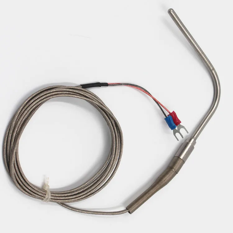 6*100mm SS probe K type Exhaust Gas Temperature sensor EGT sensor with 2m metal shield wire