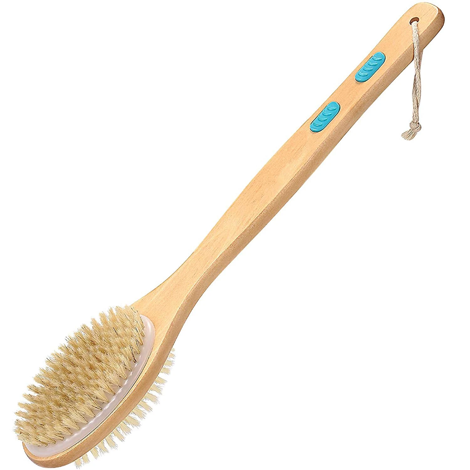 Wooden Dry Body Shower Brush With Soft And Stiff Bristles Doublesided