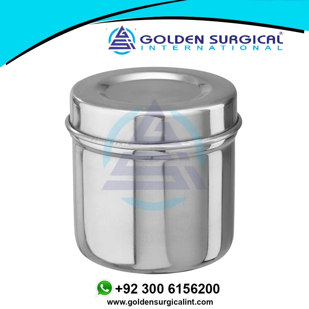 Stainless Steel Surgical Dressing Cotton Jar With Lid Vet Surgical