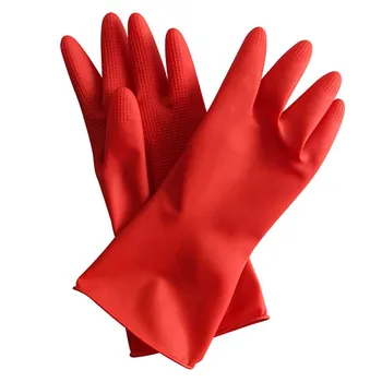 black rubber cleaning gloves