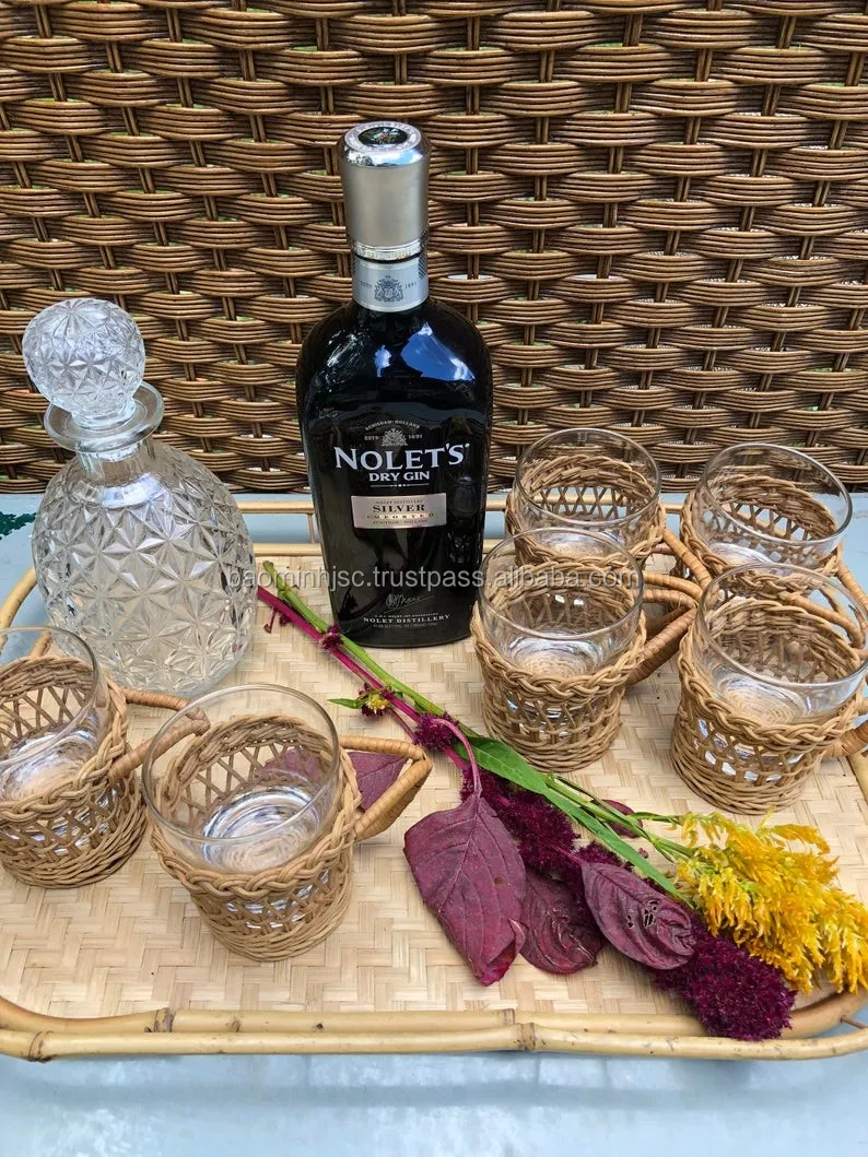 Vintage Wicker Rattan Glass Mug Inserts With Glass Cup Buy Glass