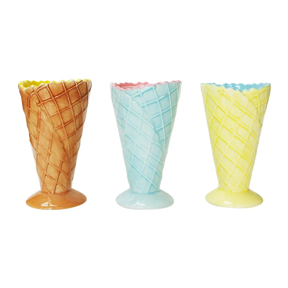 Ceramic Ice Cream Cone Shape Waffle Cone Dish Holder Bowl Buy Ice Cream Bowl Ceramic Fruit