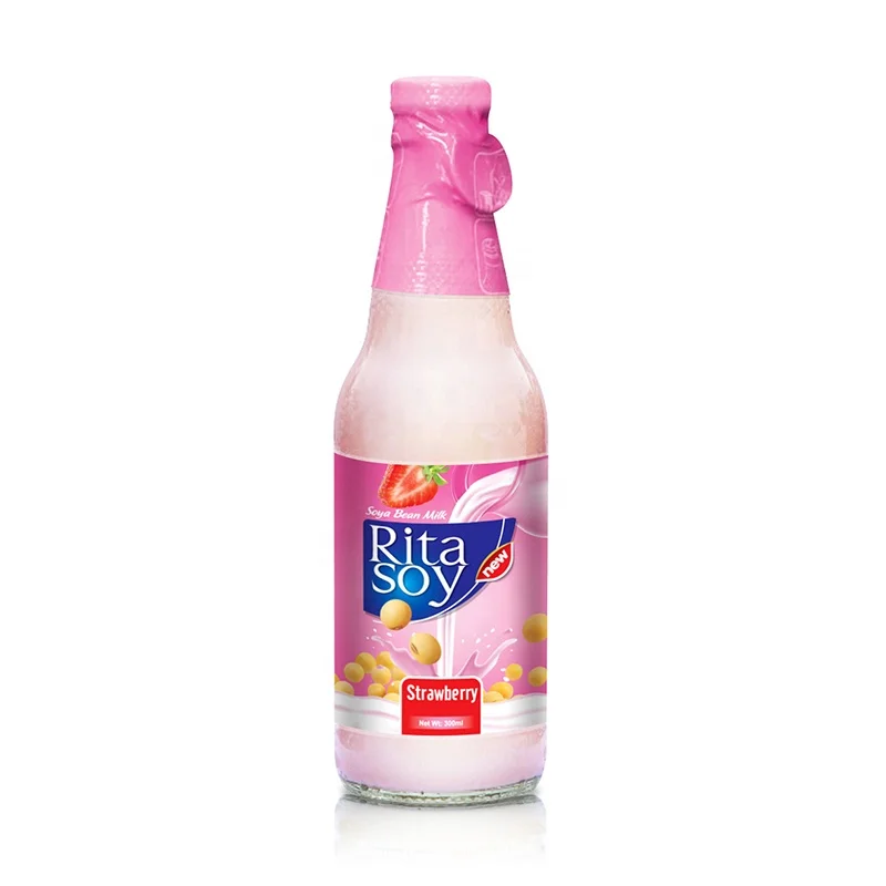 
Manufacturer Vietnam High Quality 300ml Glass Bottle Strawberry Flavor Soy Milk 