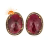2019 Hot Sale Ruby And Pave Diamond Handmade Silver Studs 925 Silver Fine Jewelry Wholesaler