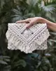 Macrame flat clutch with magnet button