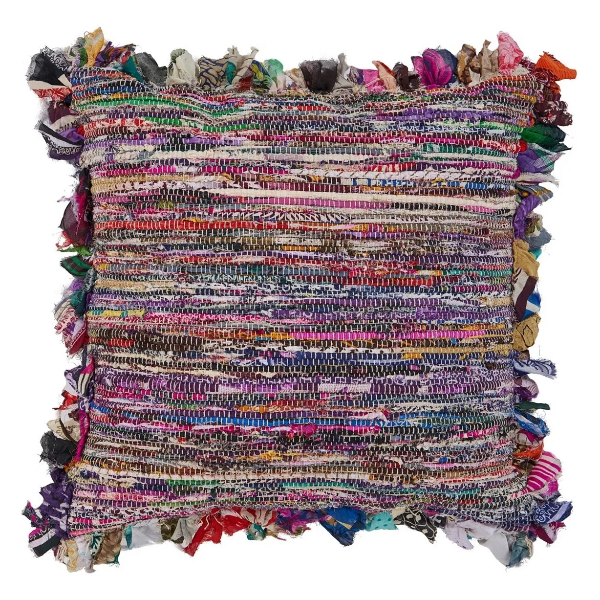 Wholesaler Hand Woven Recycled Multi Chindi Braid Rug Throw Pillow Rag