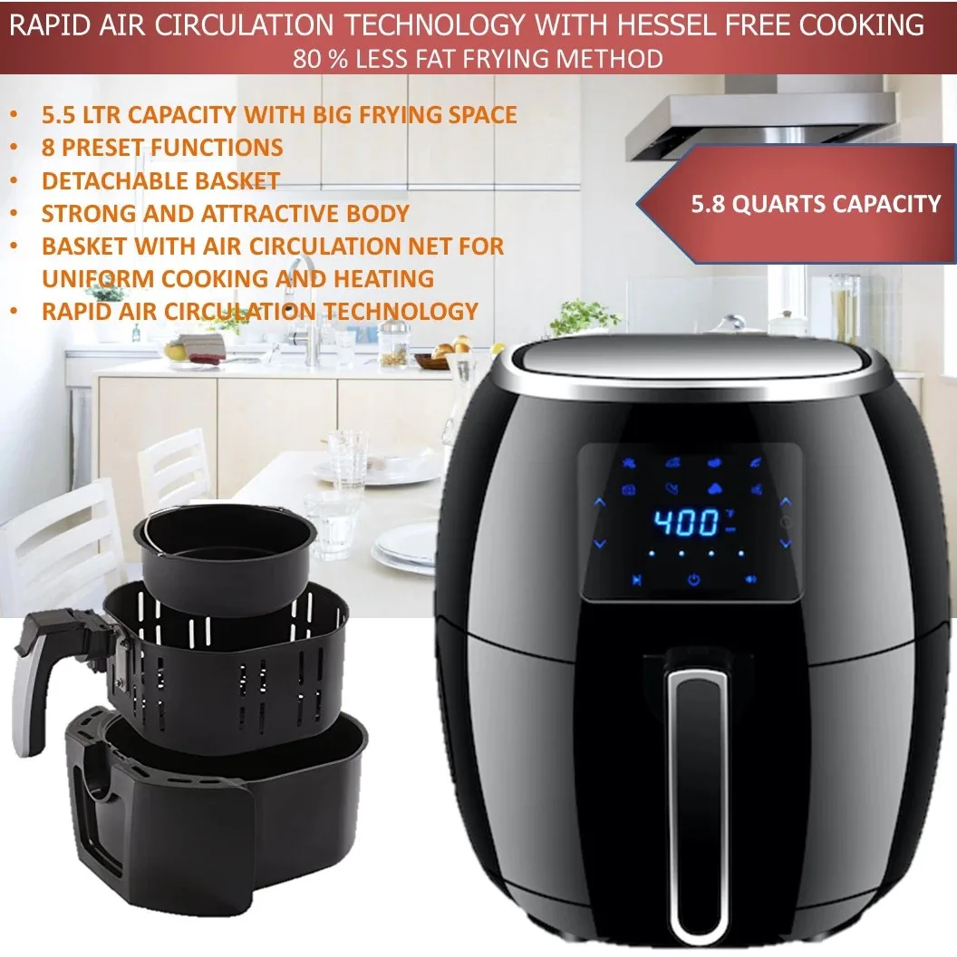 Digital Air Fryer 5.5l Double Pot Capacity With Rapid Air Technology ...