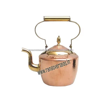 Pure Copper Tea Kettle With Brass Handle For Serving Tea And Milk