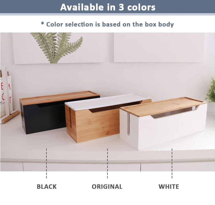 Bamboo Cable Box With Black Color Cable Junction Box Cable Wire