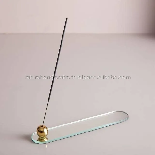 Clear Glass With Gold Ball Incense Stick Holder Burner For Home Hotel