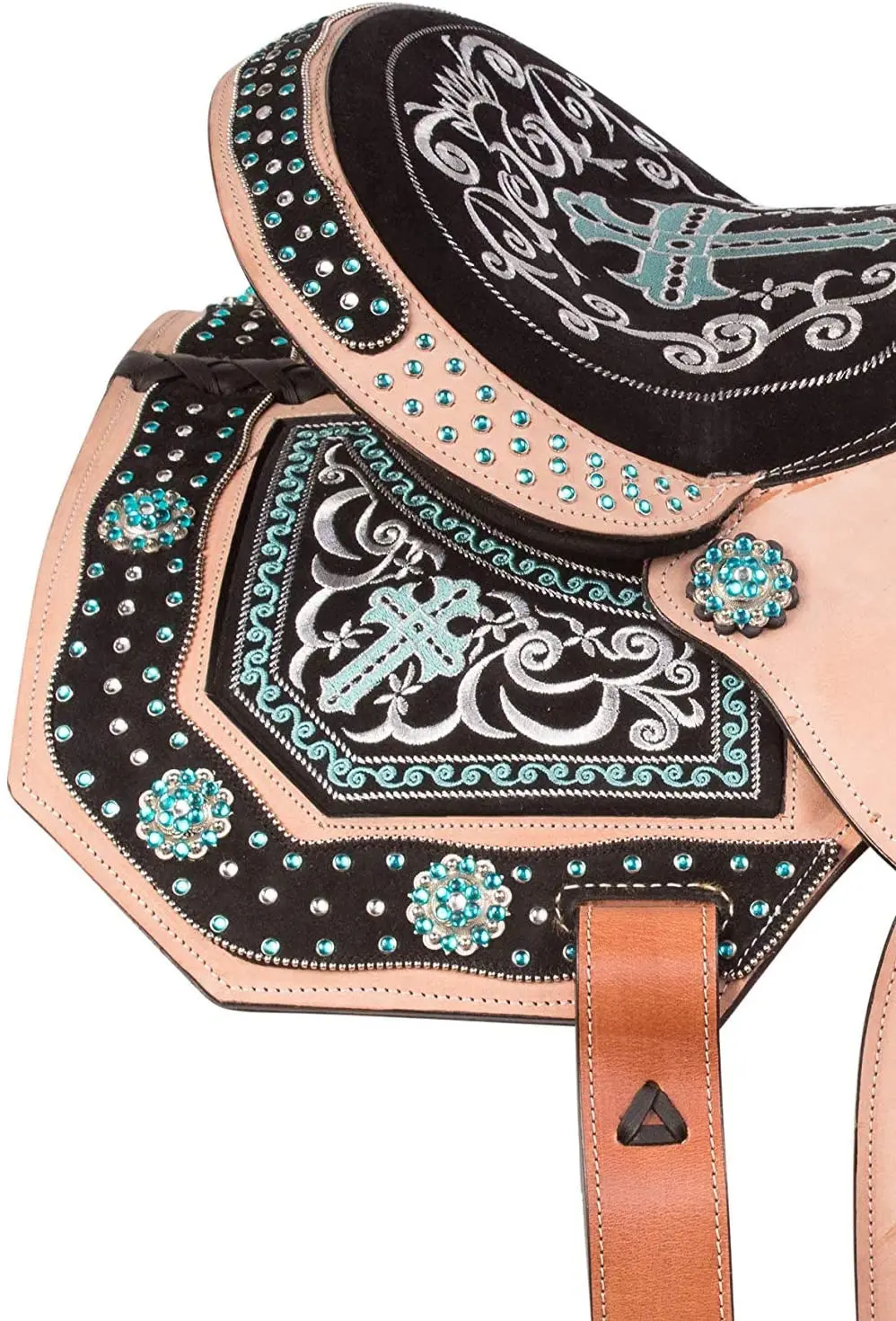 Western Barrel Racing Trail Equestrian Horse Saddle,Headstall,Breast