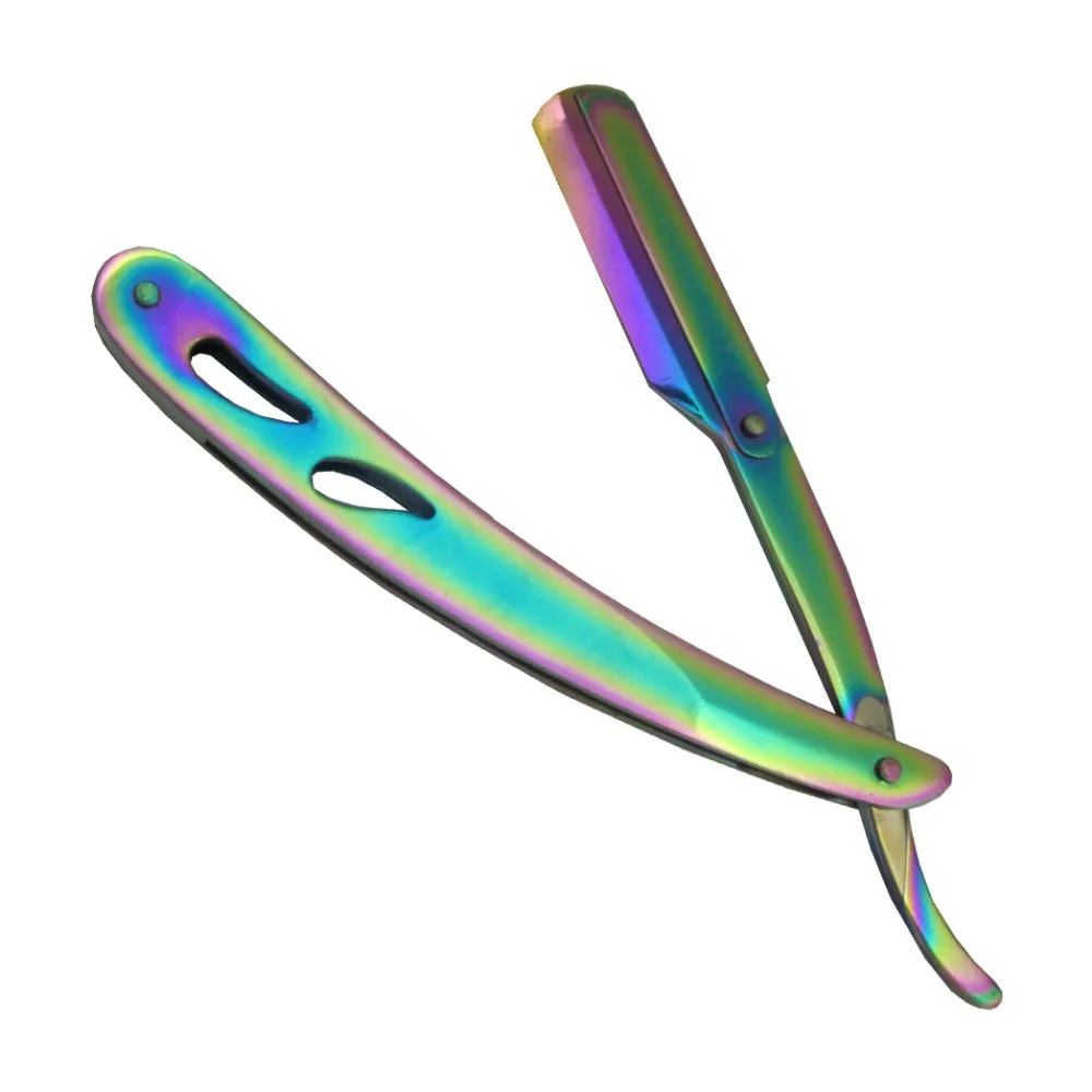 Fully Titanium Rainbow Color Coated Barber Shaving Salon Razors Sharp ...