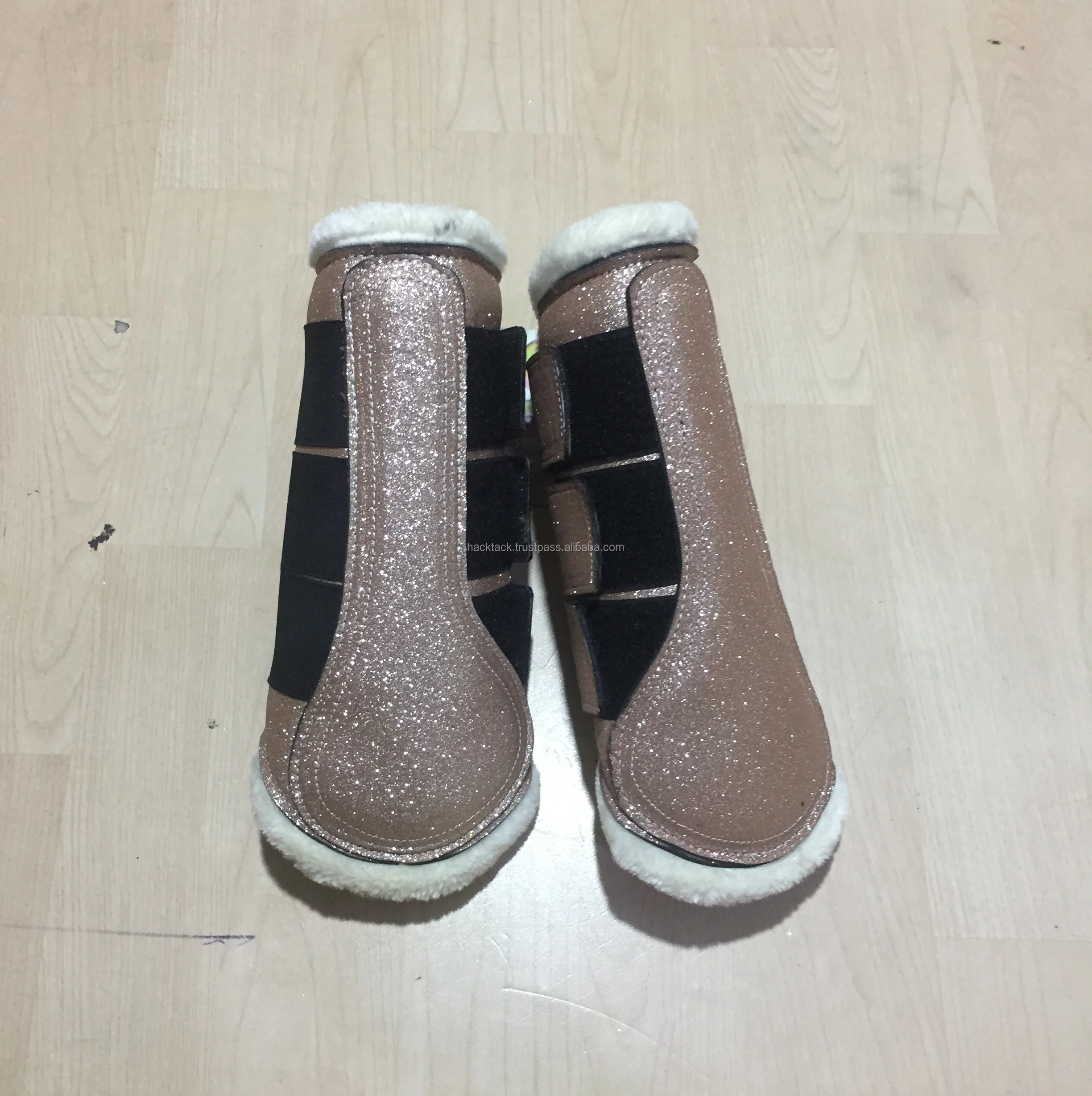 Glitter Brushing Boots Brown / Excellent Protection Horse Brushing