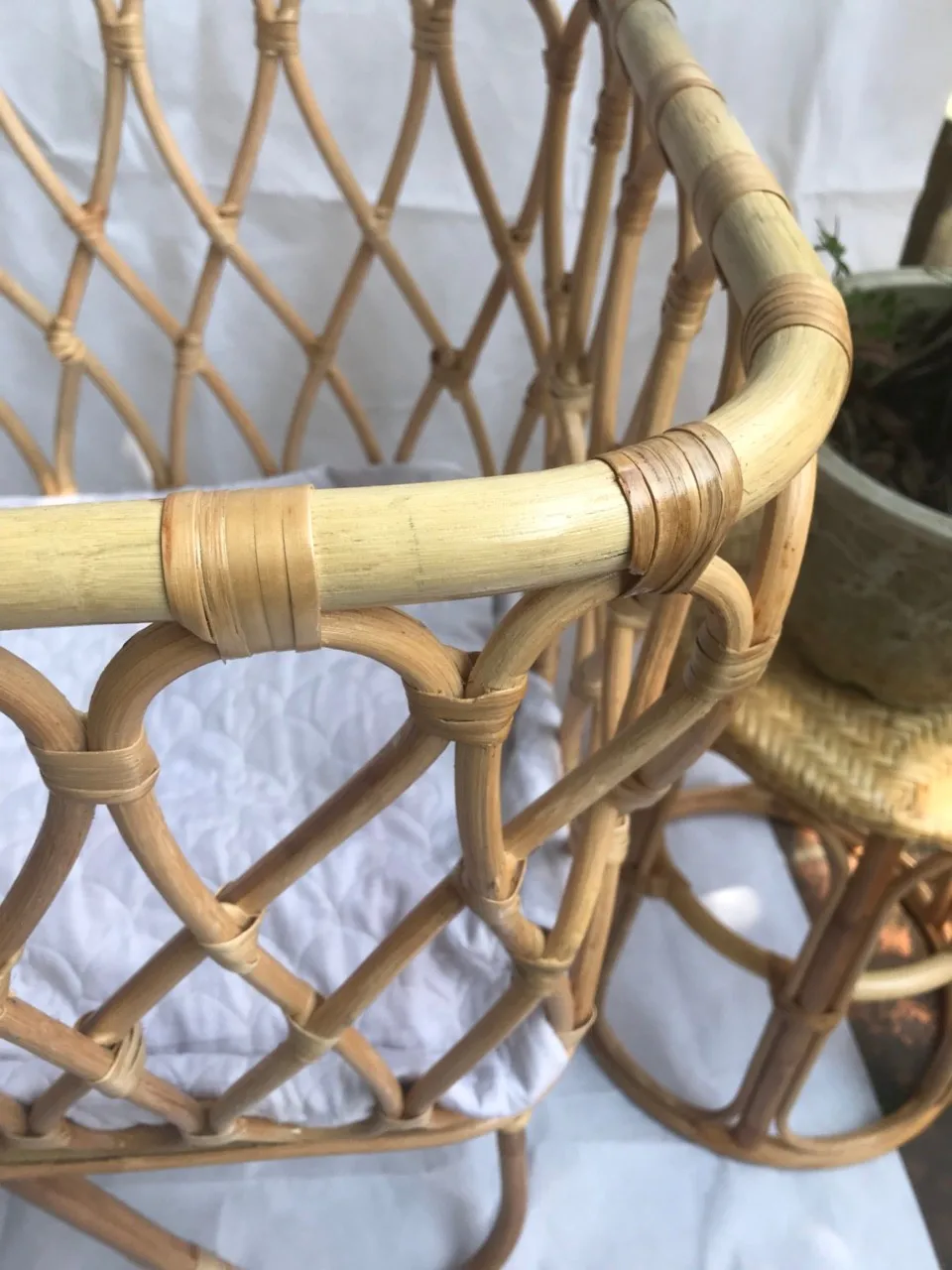 Children's Vintage Rattan Armchair,Bamboo Children Round Chair,Kid's