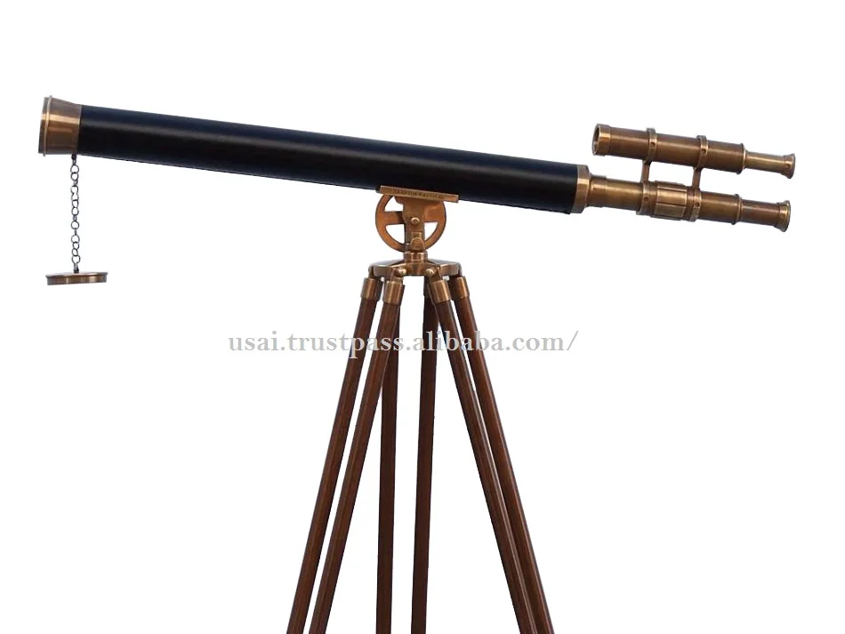 Brass Telescope 39 Inch Antique Brass With Leather Griffith Astro
