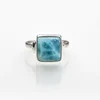 Natural Dominican Republic Larimar Square Shape 925 Sterling Silver Fine Unisex Ring Awesome Jewelry