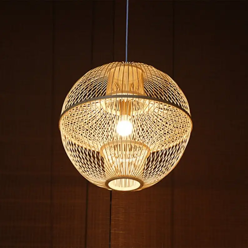 Arturest Mid-century Decoration Ceiling Light Handcraft Bamboo Pendant Lamp