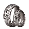 Men's rock style custom black damascus steel ring
