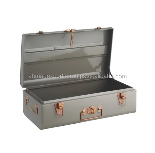 Galvanized Dark Grey Storage Trunk Set Of 3 Buy Galvanized Dark Grey