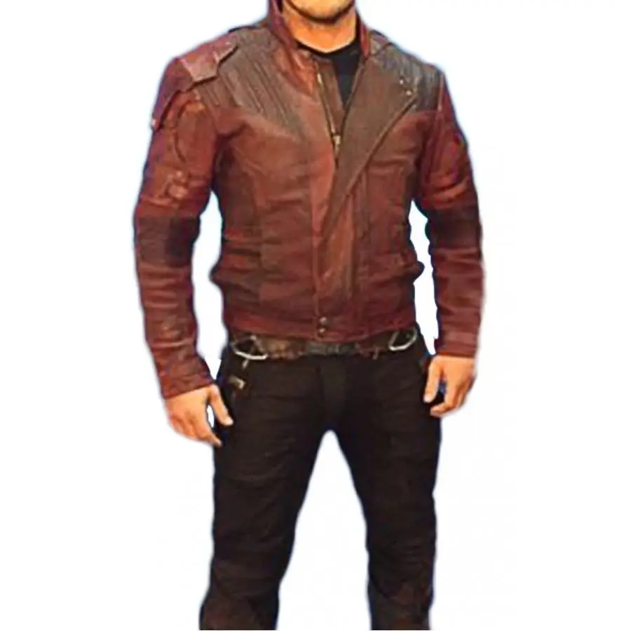Guardians of the Galaxy 2 Star Lord Chris Pratt Maroon Real Leather Jacket 