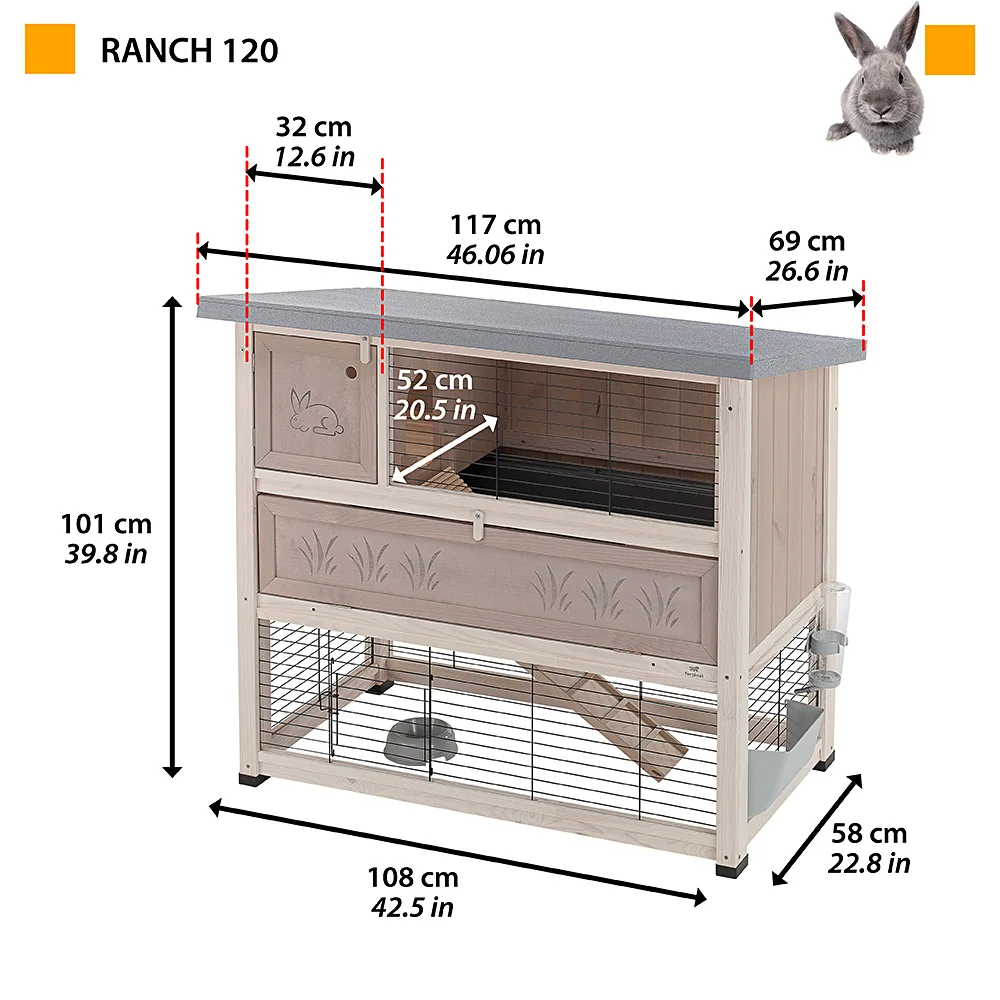 Twostorey Rabbit Cage Ranch 120 In Fsc Wood,For Outdoor,With Accessories And Rabbit House Buy