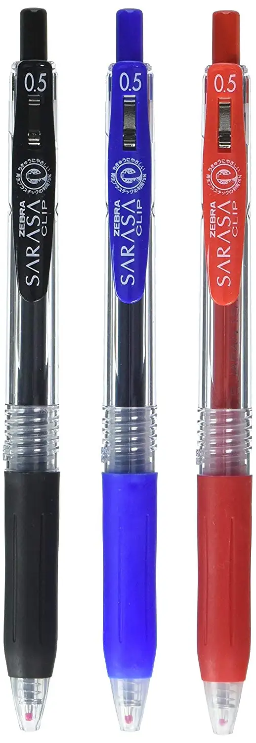 Zebra Sarasa Clip 0.5 Gel Ink Ballpoint Pen 3 Color Set Jj153ca Made