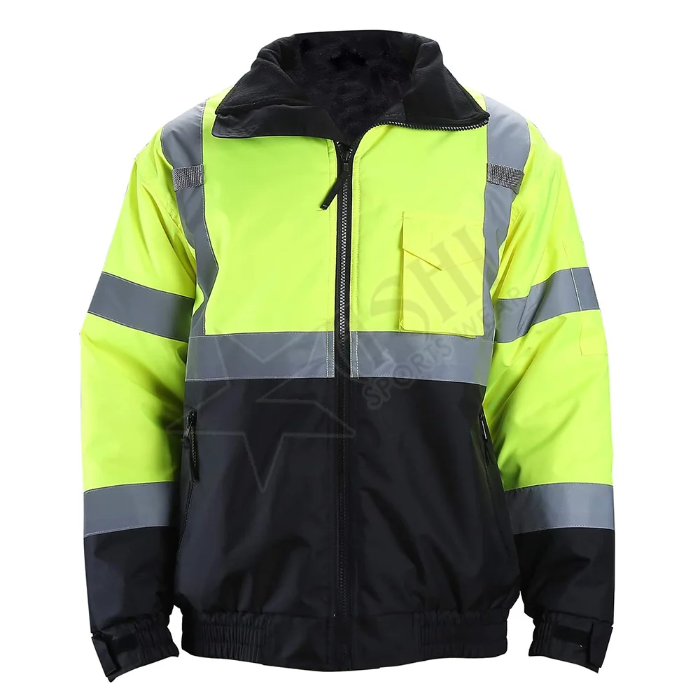 Orange Fluorescent Safety Hi Vis Winter Jacket Men's Workwear ...