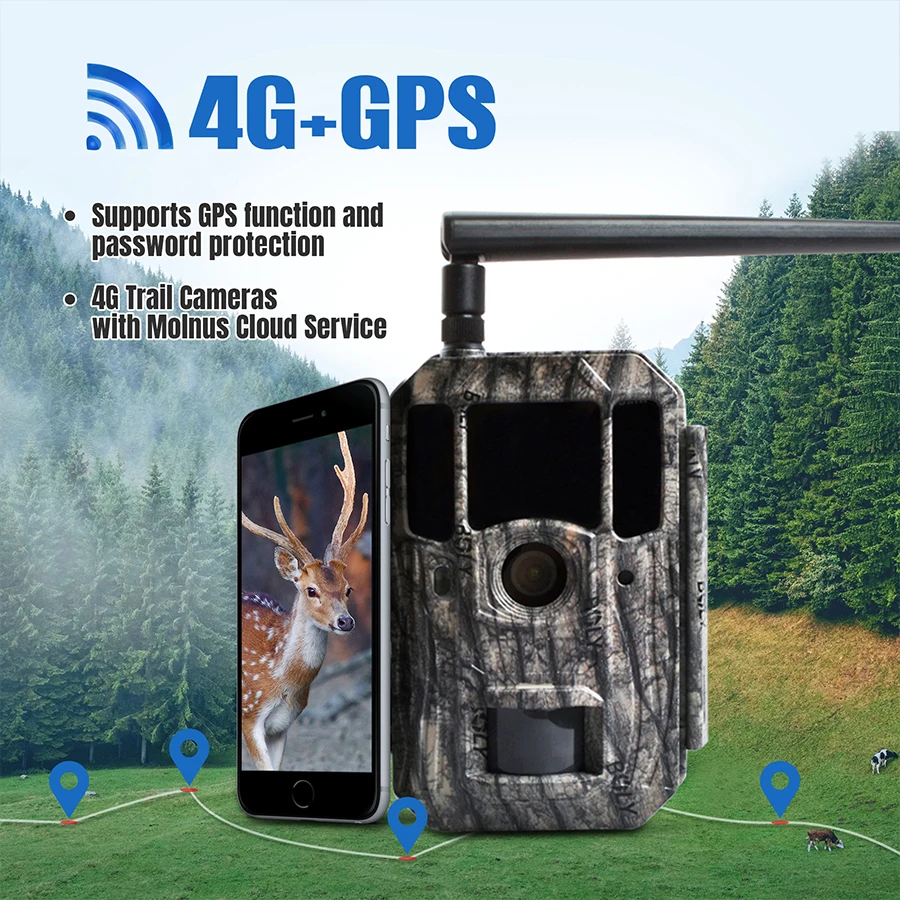 4g Hunting Trail Cameras Cloud Service Gps Information 100ft Detect ...