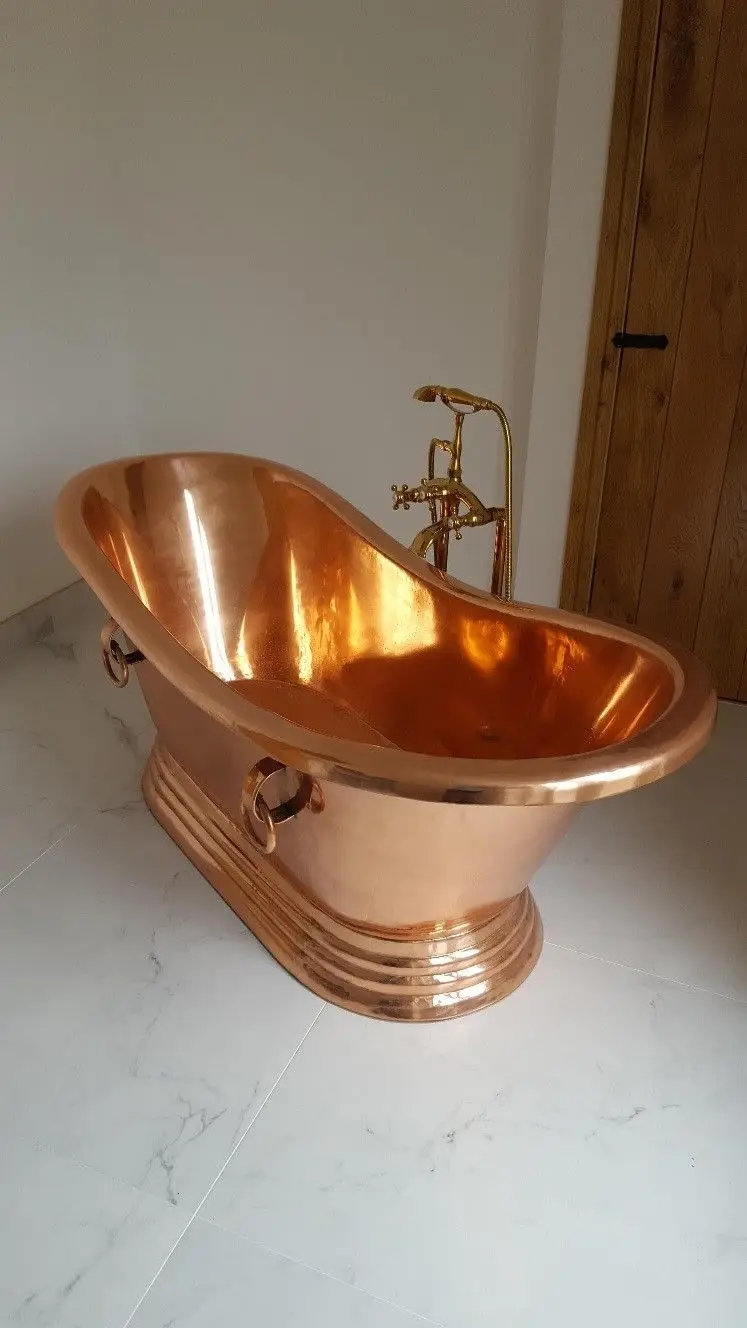 Patina Finished Free Standing Double Slipper Copper Shined Luxury Bat