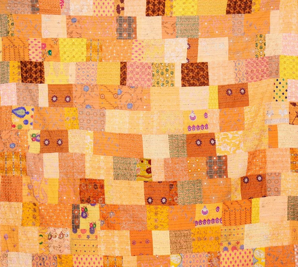 Kantha Quilts Pure Cotton Indian Vintage Embroidered Patchwork Old