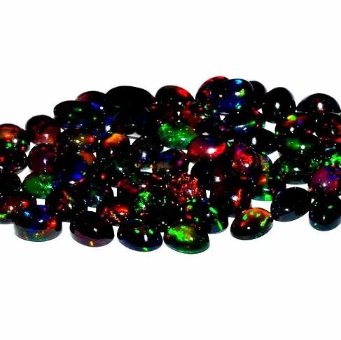 天然埃塞俄比亚 welo 黑色蛋白石平原椭圆形松散宝石多火凸圆形制作